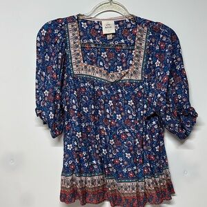 Knox Rose Shoer Sleeve Floral Blouse